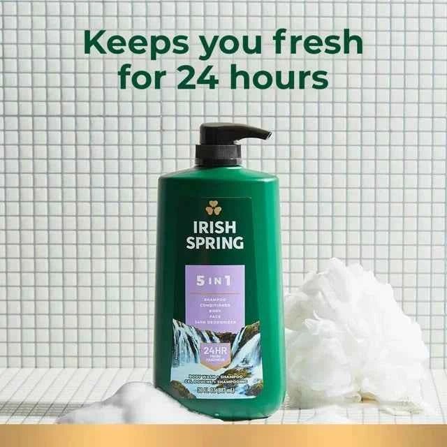 Irish Spring 5 in 1 Mens Body Wash Pump, Body Wash for Men, 30 Oz Pump Irish Spring 5 in 1 Mens Body Wash Pump, Body Wash for Men, 30 Oz Pump